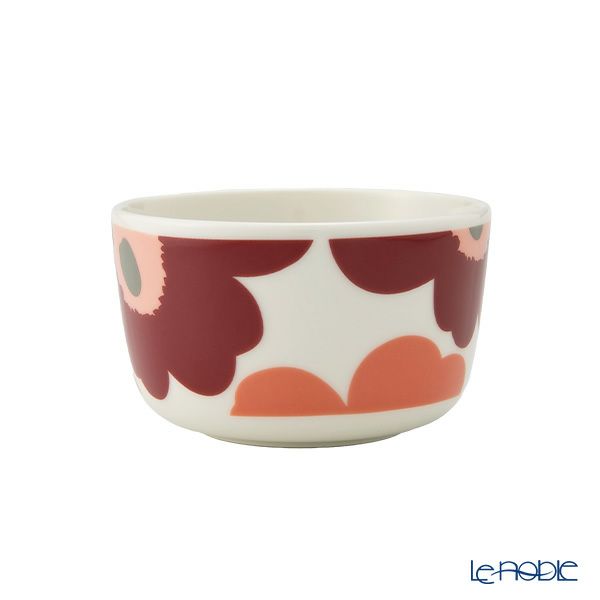 マリメッコ（marimekko） Unikko ウニッコ／けしの花 ボウル 250ml ダークチェリー×サーモンレッド 073599-133／24AW