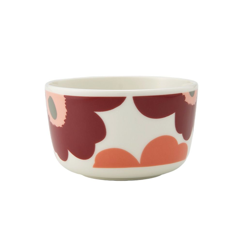 マリメッコ（marimekko） Unikko ウニッコ／けしの花 ボウル 250ml ダークチェリー×サーモンレッド 073599-133／24AW