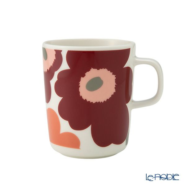 マリメッコ（marimekko） Unikko ウニッコ／けしの花 マグカップ 250ml ダークチェリー×サーモンレッド 073597-133／24AW