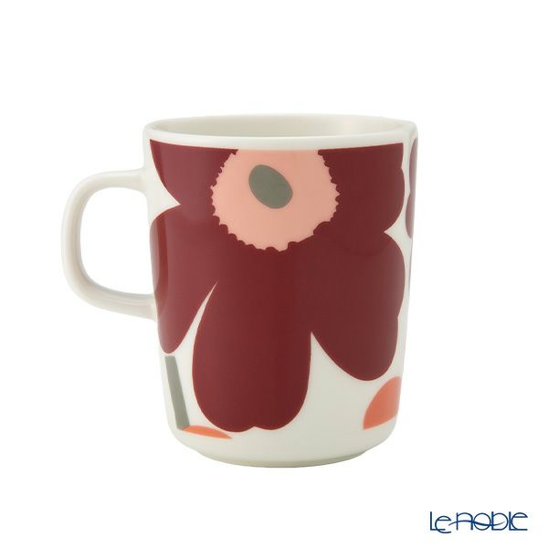 マリメッコ（marimekko） Unikko ウニッコ／けしの花 マグカップ 250ml ダークチェリー×サーモンレッド 073597-133／24AW