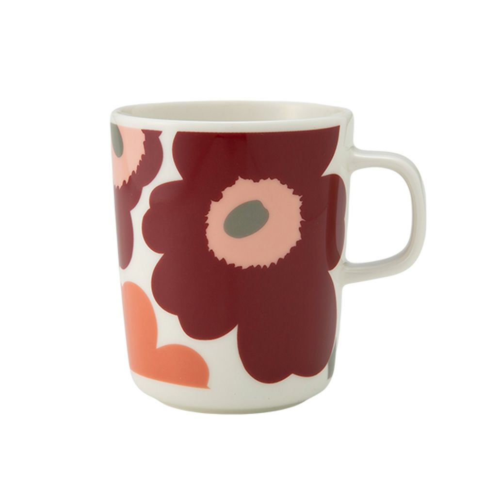 マリメッコ（marimekko） Unikko ウニッコ／けしの花 マグカップ 250ml ダークチェリー×サーモンレッド 073597-133／24AW