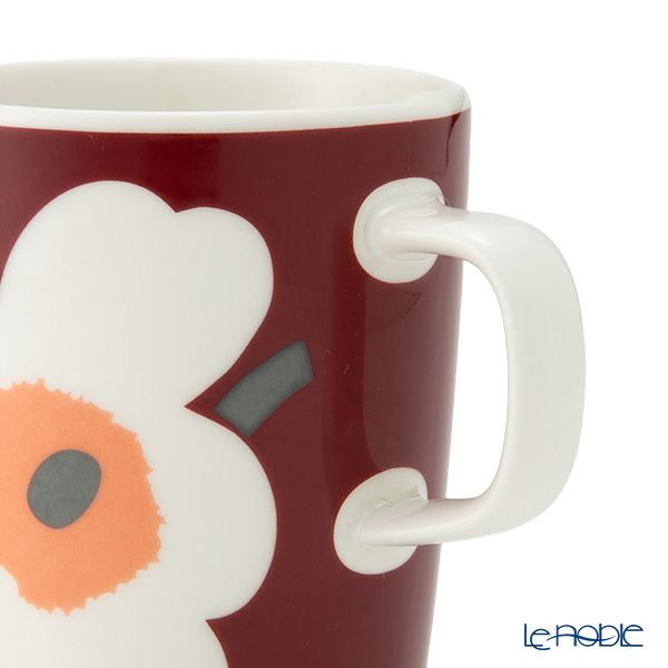 マリメッコ（marimekko） Unikko ウニッコ／けしの花 60thアニバーサリーコレクション カップ＆プレート セット ホワイト×ダークチェリー 073700-139／24AW