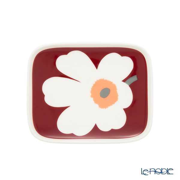 マリメッコ（marimekko） Unikko ウニッコ／けしの花 60thアニバーサリーコレクション カップ＆プレート セット ホワイト×ダークチェリー 073700-139／24AW
