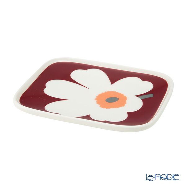 マリメッコ（marimekko） Unikko ウニッコ／けしの花 60thアニバーサリーコレクション カップ＆プレート セット ホワイト×ダークチェリー 073700-139／24AW