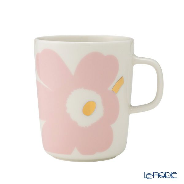 マリメッコ（marimekko） Juhla Unikko ユフラ ウニッコ／けしの花 マグカップ 250ml ホワイト×ピンク×ゴールド ペア 073998-132／25SS