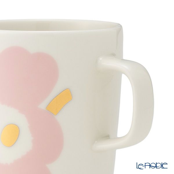 マリメッコ（marimekko） Juhla Unikko ユフラ ウニッコ／けしの花 マグカップ 250ml ホワイト×ピンク×ゴールド ペア 073998-132／25SS