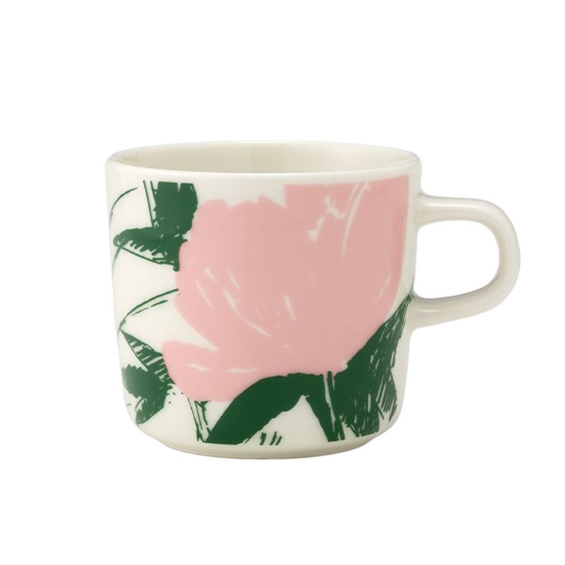 マリメッコ（marimekko）Puutarhakutsut プゥータルハクツットゥ／ガーデンパーティー コーヒーカップ／マグカップ 200ml ホワイト×ピンク 074071-162／25SS