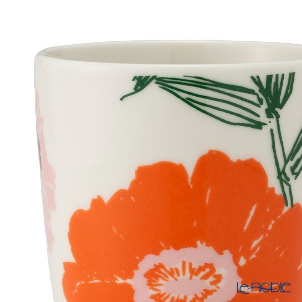 マリメッコ（marimekko） Puutarhakutsut プゥータルハクツットゥ／ガーデンパーティー マグカップ 400ml ホワイト×オレンジ 074070-162／25SS