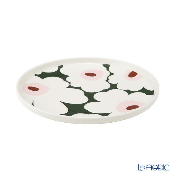 マリメッコ（marimekko） Unikko ウニッコ／けしの花 プレート 20cm ホワイト×ダークグリーン 073857-163／25SS