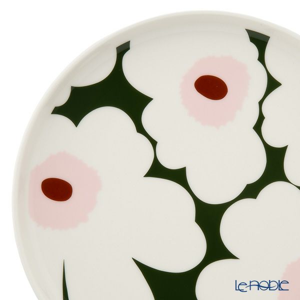 マリメッコ（marimekko） Unikko ウニッコ／けしの花 プレート 20cm ホワイト×ダークグリーン 073857-163／25SS