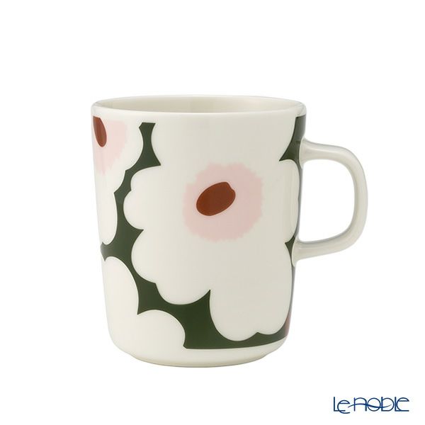 マリメッコ（marimekko） Unikko ウニッコ／けしの花 マグカップ 250ml ホワイト×ダークグリーン 073853-163／25SS
