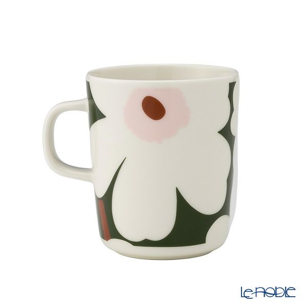 マリメッコ（marimekko） Unikko ウニッコ／けしの花 マグカップ 250ml ホワイト×ダークグリーン 073853-163／25SS