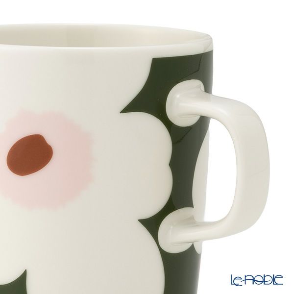 マリメッコ（marimekko） Unikko ウニッコ／けしの花 マグカップ 250ml ホワイト×ダークグリーン 073853-163／25SS
