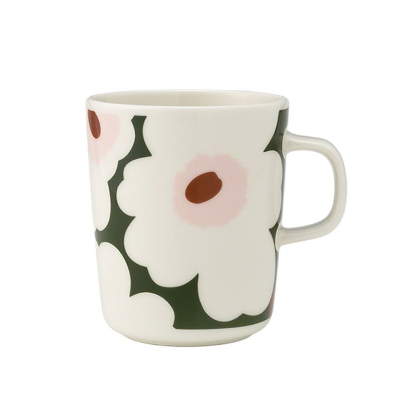 マリメッコ（marimekko） Unikko ウニッコ／けしの花 マグカップ 250ml ホワイト×ダークグリーン 073853-163／25SS