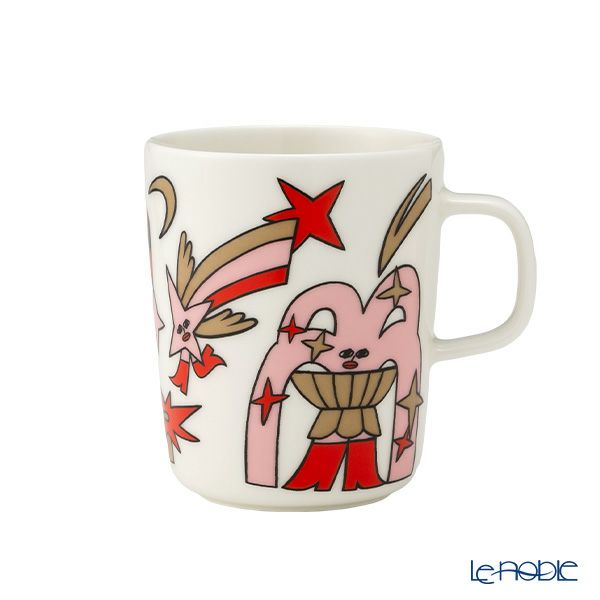 マリメッコ（marimekko） Aureate Glow オリエート グロー／金色の輝き マグカップ 250ml ライトピンク×レッド NEW YEAR 2025 074166-389／25SS