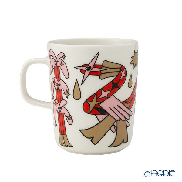 マリメッコ（marimekko） Aureate Glow オリエート グロー／金色の輝き マグカップ 250ml ライトピンク×レッド NEW YEAR 2025 074166-389／25SS