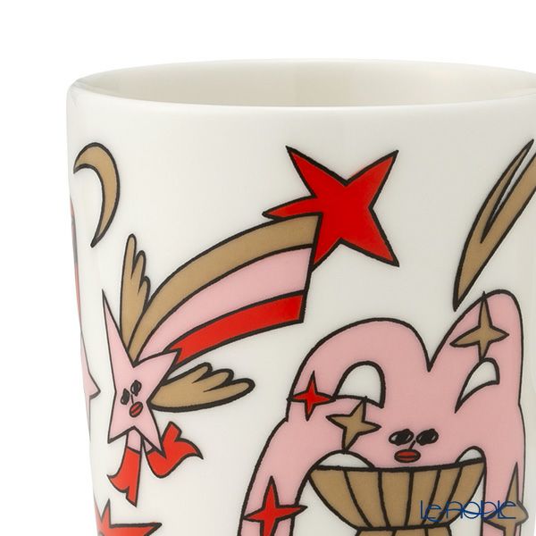 マリメッコ（marimekko） Aureate Glow オリエート グロー／金色の輝き マグカップ 250ml ライトピンク×レッド NEW YEAR 2025 074166-389／25SS