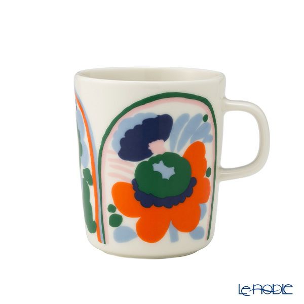 マリメッコ（marimekko） Karuselli カルセッリ／メリーゴーラウンド マグカップ 250ml ホワイト×オレンジ×ブルー 074362-152／25SS