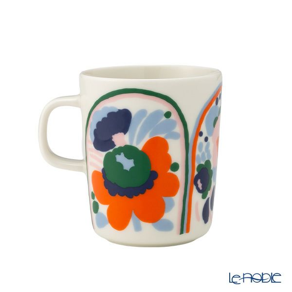 マリメッコ（marimekko） Karuselli カルセッリ／メリーゴーラウンド マグカップ 250ml ホワイト×オレンジ×ブルー 074362-152／25SS