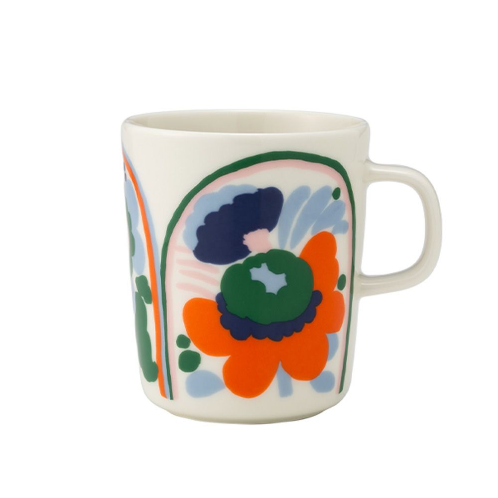 マリメッコ（marimekko） Karuselli カルセッリ／メリーゴーラウンド マグカップ 250ml ホワイト×オレンジ×ブルー 074362-152／25SS