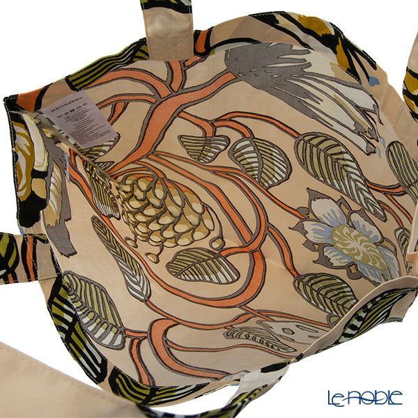 マリメッコ（marimekko） Tiara ティアラ ファブリックバッグ／エコバッグ／トートバッグ 43×43cm サンド×グリーン 074584-820／25AW