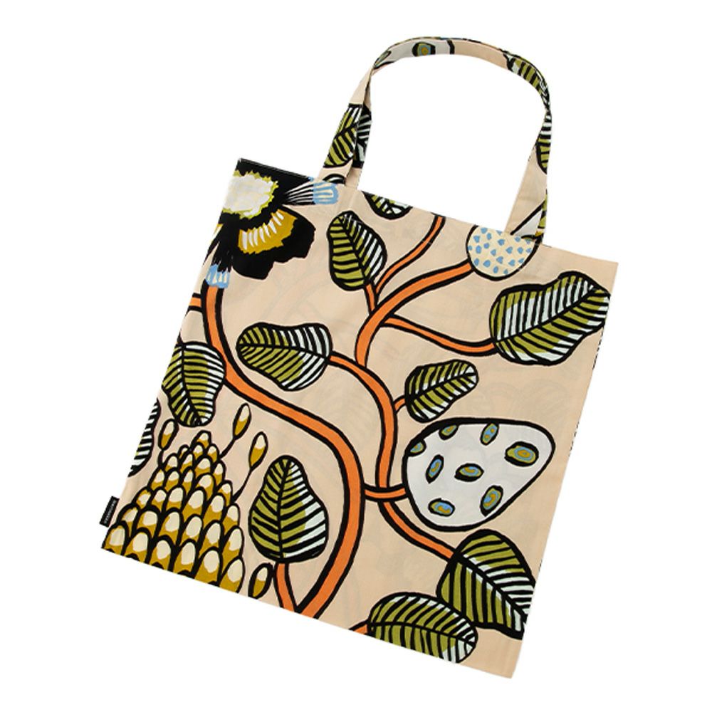 マリメッコ（marimekko） Tiara ティアラ ファブリックバッグ／エコバッグ／トートバッグ 43×43cm サンド×グリーン 074584-820／25AW