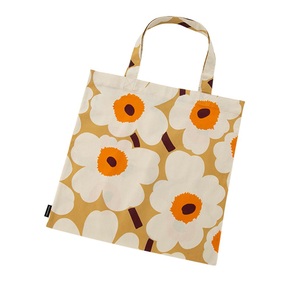 マリメッコ（marimekko） Unikko ウニッコ ファブリックバッグ／エコバッグ／トートバッグ 43×43cm クリーム×オレンジ 074583-841／25AW