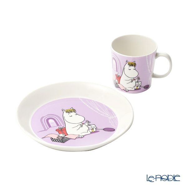 アラビア（ARABIA） ムーミン クラシック プレート＆マグ 2ピースセット スノークのおじょうさん（SNORKMAIDEN） ライラック 1052351