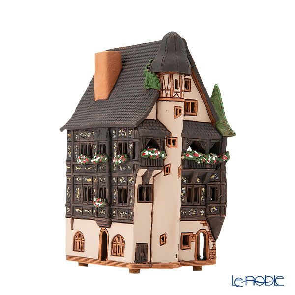 北欧リトアニア製陶器 ミデーネ MIDENE ミニチュアハウス 煙突＆香台付 フランス コルマール プフィスター館 B245AR