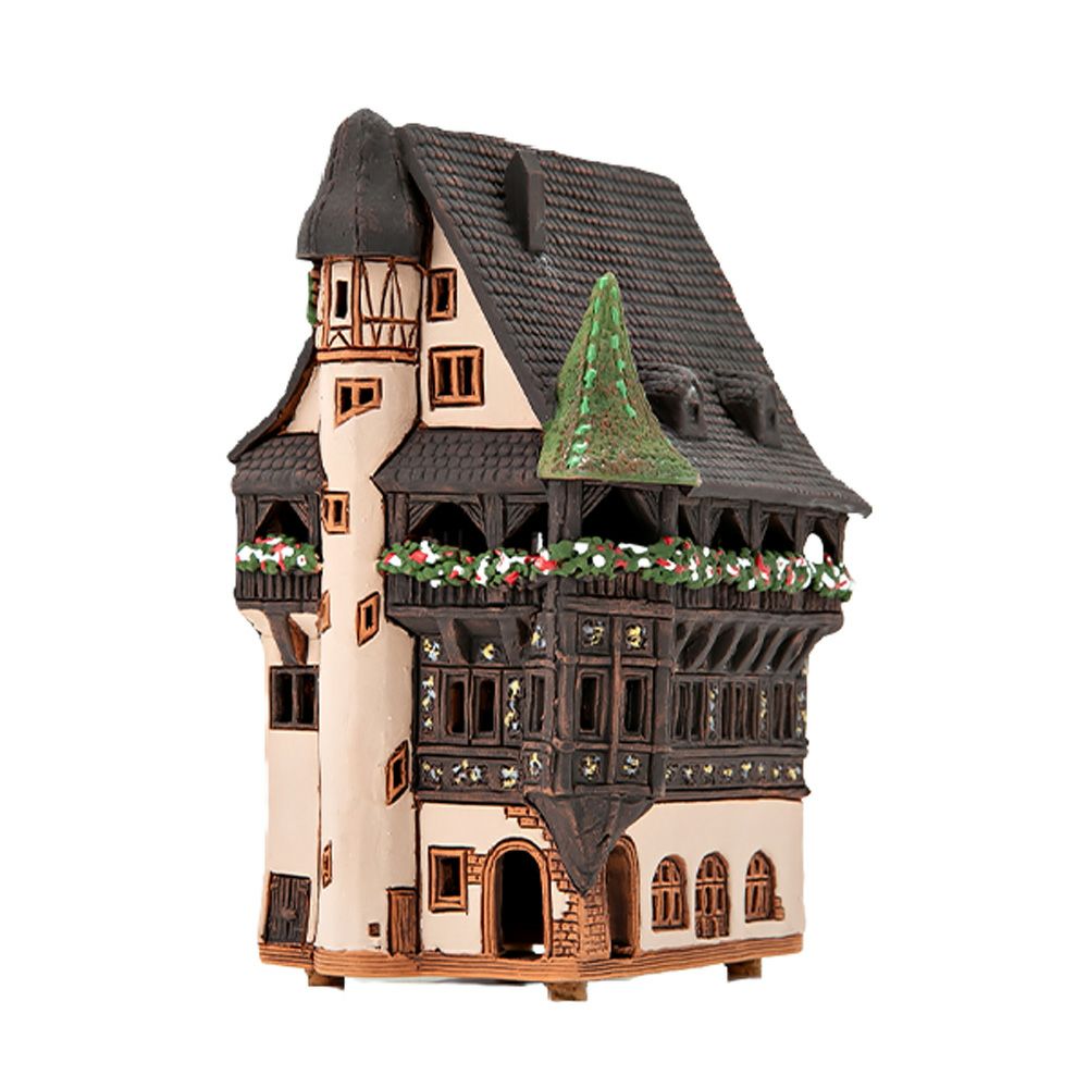 北欧リトアニア製陶器 ミデーネ MIDENE ミニチュアハウス 煙突＆香台付 フランス コルマール プフィスター館 B245AR