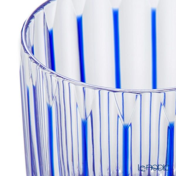 切子工房 昌榮 天満切子 十八縞 ロックグラス 青