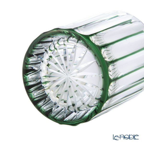 切子工房 昌榮 天満切子 十八縞 ロックグラス 緑