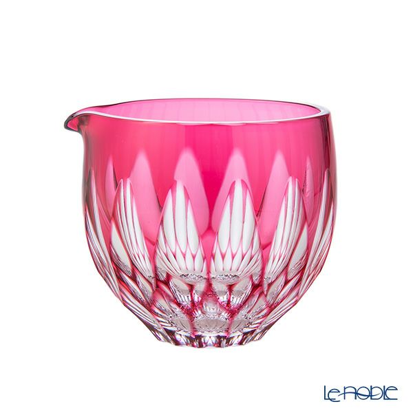 切子工房 昌榮 天満切子 蓮 片口 金赤