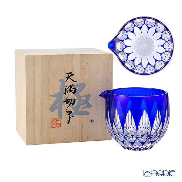 切子工房 昌榮 天満切子 蓮 片口 青