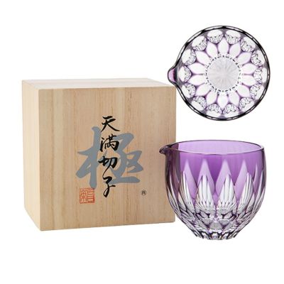 切子工房 昌榮 天満切子 十八縞 ロックグラス 紫 | ブランド洋食器専門