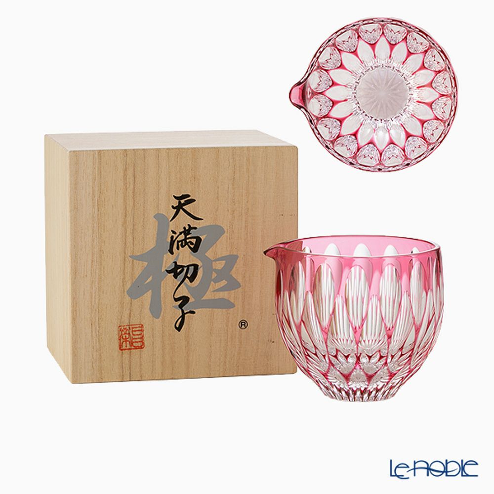 切子工房 昌榮 天満切子 菊花 片口 金赤