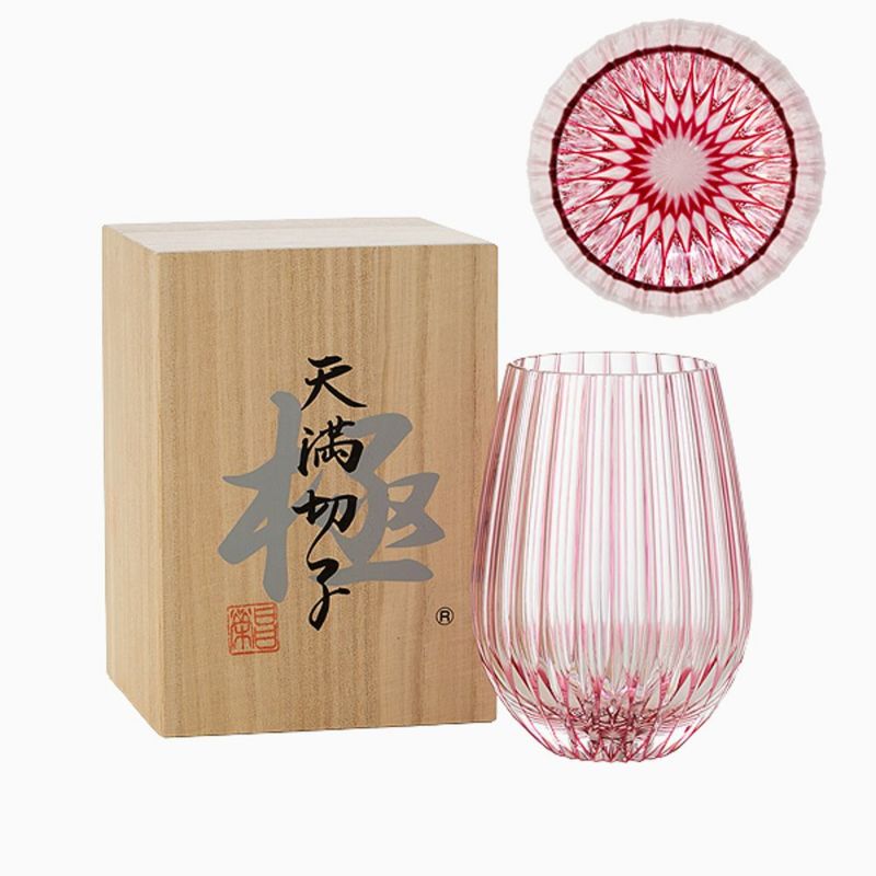 切子工房 昌榮 天満切子 閃光 タンブラー 金赤