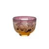 太武朗工房／タブロー 彫刻硝子 夢柄子 ぶどう紋 ぐい呑／豆鉢 アンバー／パープル 80ml 3100