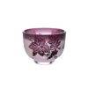 太武朗工房／タブロー 彫刻硝子 夢柄子 ぶどう紋 ぐい呑／豆鉢 ピンク／パープル 80ml 3400