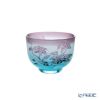 太武朗工房／タブロー 彫刻硝子 夢柄子 鉄線紋 ぐい呑／豆鉢 ブルー／パープル 80ml 3500