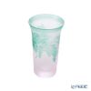 太武朗工房／タブロー 彫刻硝子 夢柄子 ぶどう紋 一口ビールグラス ピンク／グリーン 120ml 3006