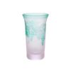 太武朗工房／タブロー 彫刻硝子 夢柄子 ぶどう紋 一口ビールグラス ピンク／グリーン 120ml 3006