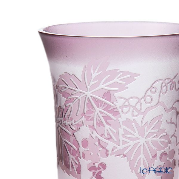 太武朗工房／タブロー 彫刻硝子 夢柄子 ぶどう紋 一口ビールグラス ピンク／パープル 120ml 3406