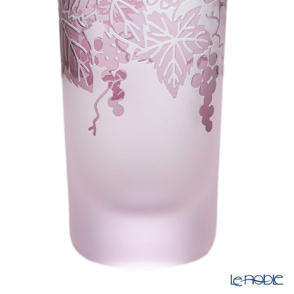 太武朗工房／タブロー 彫刻硝子 夢柄子 ぶどう紋 一口ビールグラス ピンク／パープル 120ml 3406