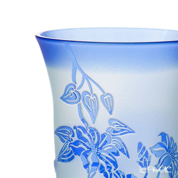 太武朗工房／タブロー 彫刻硝子 夢柄子 鉄線紋 一口ビールグラス グリーン／ブルー 120ml 4106