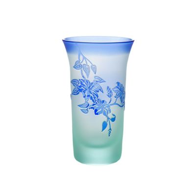 太武朗工房／タブロー 彫刻硝子 夢柄子 鉄線紋 酒器三点揃 グリーン