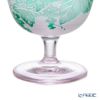 太武朗工房／タブロー 彫刻硝子 夢柄子 ぶどう紋 食前酒グラス／脚付小鉢 ピンク／グリーン 100ml 3007