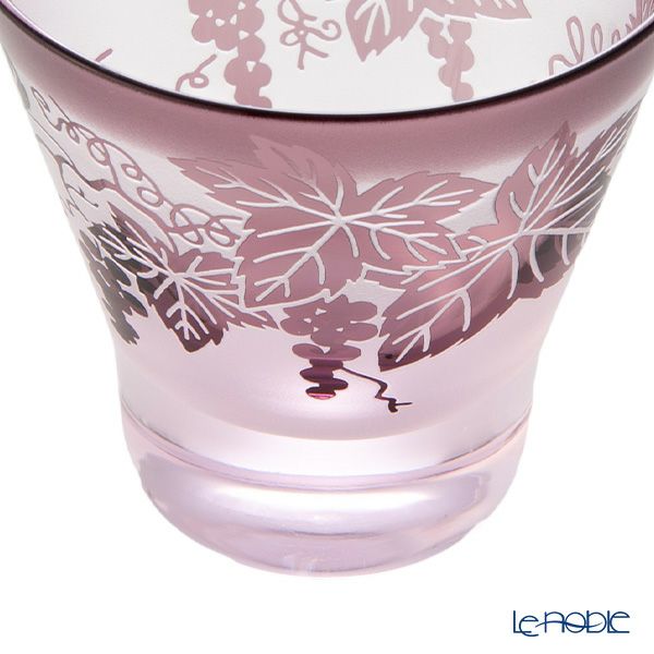 太武朗工房／タブロー 彫刻硝子 夢柄子 ぶどう紋 高台オールドグラス ピンク／パープル 210ml 3467