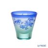 太武朗工房／タブロー 彫刻硝子 夢柄子 鉄線紋 高台オールドグラス グリーン／ブルー 210ml 4167