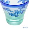 太武朗工房／タブロー 彫刻硝子 夢柄子 鉄線紋 高台オールドグラス グリーン／ブルー 210ml 4167
